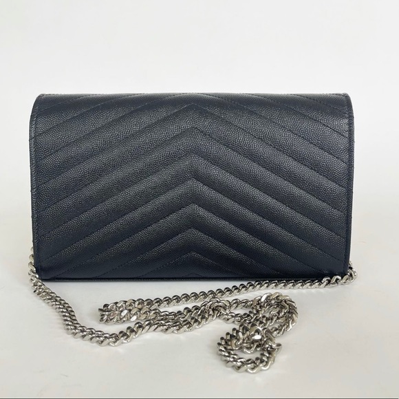 SAINT LAURENT MONOGRAM ENVELOPE WOC BLK GRAIN
DE POUDRE LEATHER - Picture 2 of 10